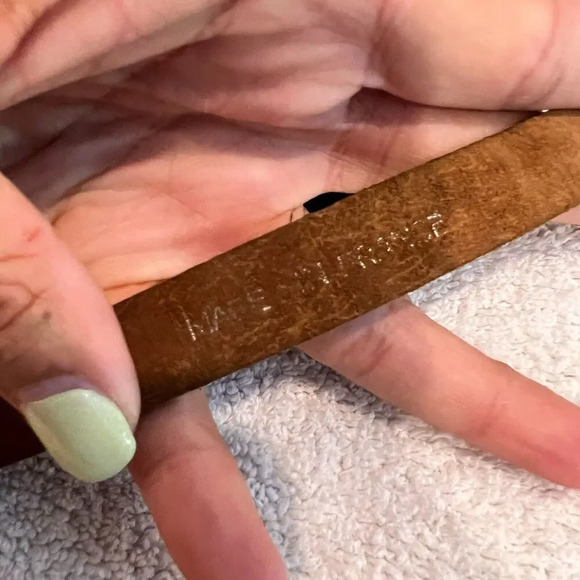 Vtg Reptile Veritable Belt Brown Snakeskin Skinny Leather Gold Plate Buckle 1/2" - Picture 4 of 12